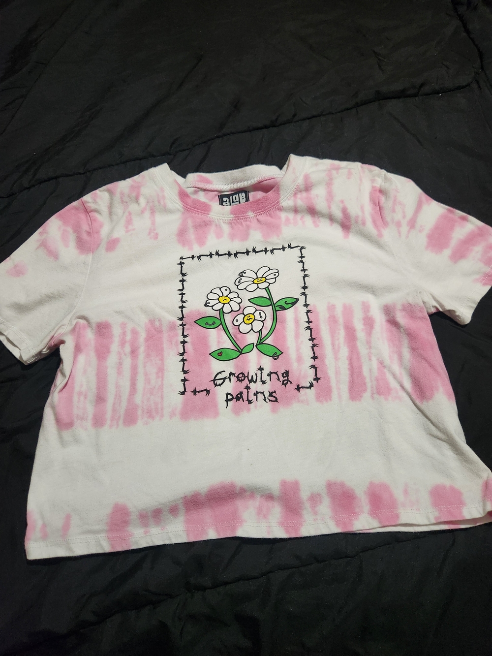 Kids White & Pink Tie-Dye Floral Graphic Tee - Growing Pains